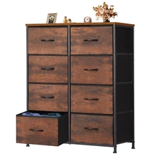Dresser for Bedroom, 8 Storage Drawers, Tall Large Fabric Storage Tower Organ...