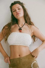 Free People Bea Bandeau Intimately Pull On Textured Straight Neck Bra Top New S