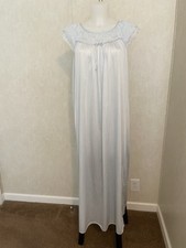 VTG Gilead 2 Pc Light Blue Lace Accents Long Nightgown/Robe Set Size M
