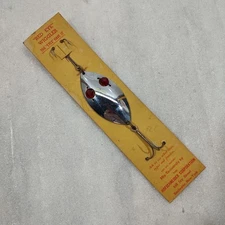 Vintage Hofschneider Red Eye Wiggler Lure Fishing Spoon On Original Card Package