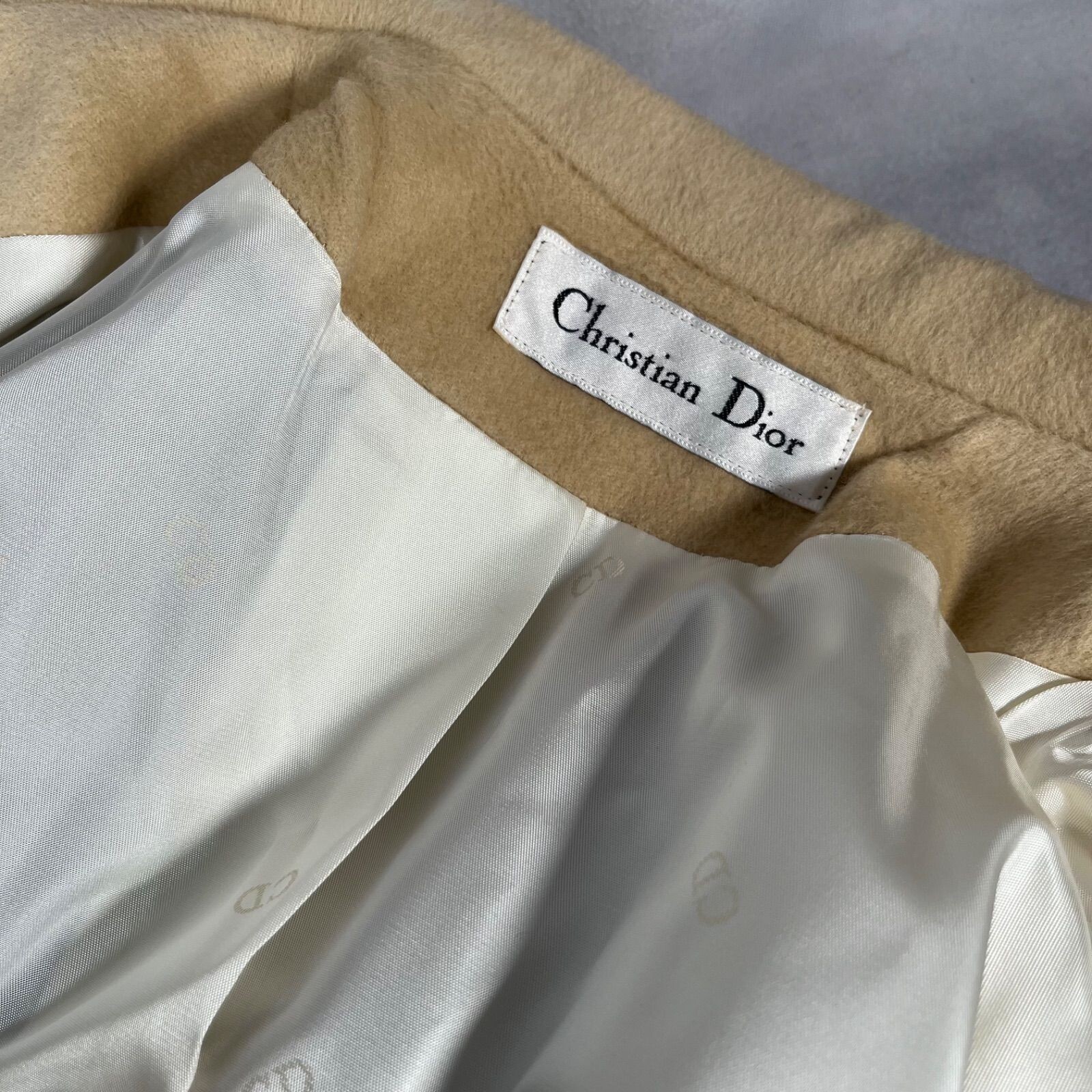 Christian Dior Loro Piana Beige Wool Blend Long Coat Womens 55cm P2P image 9