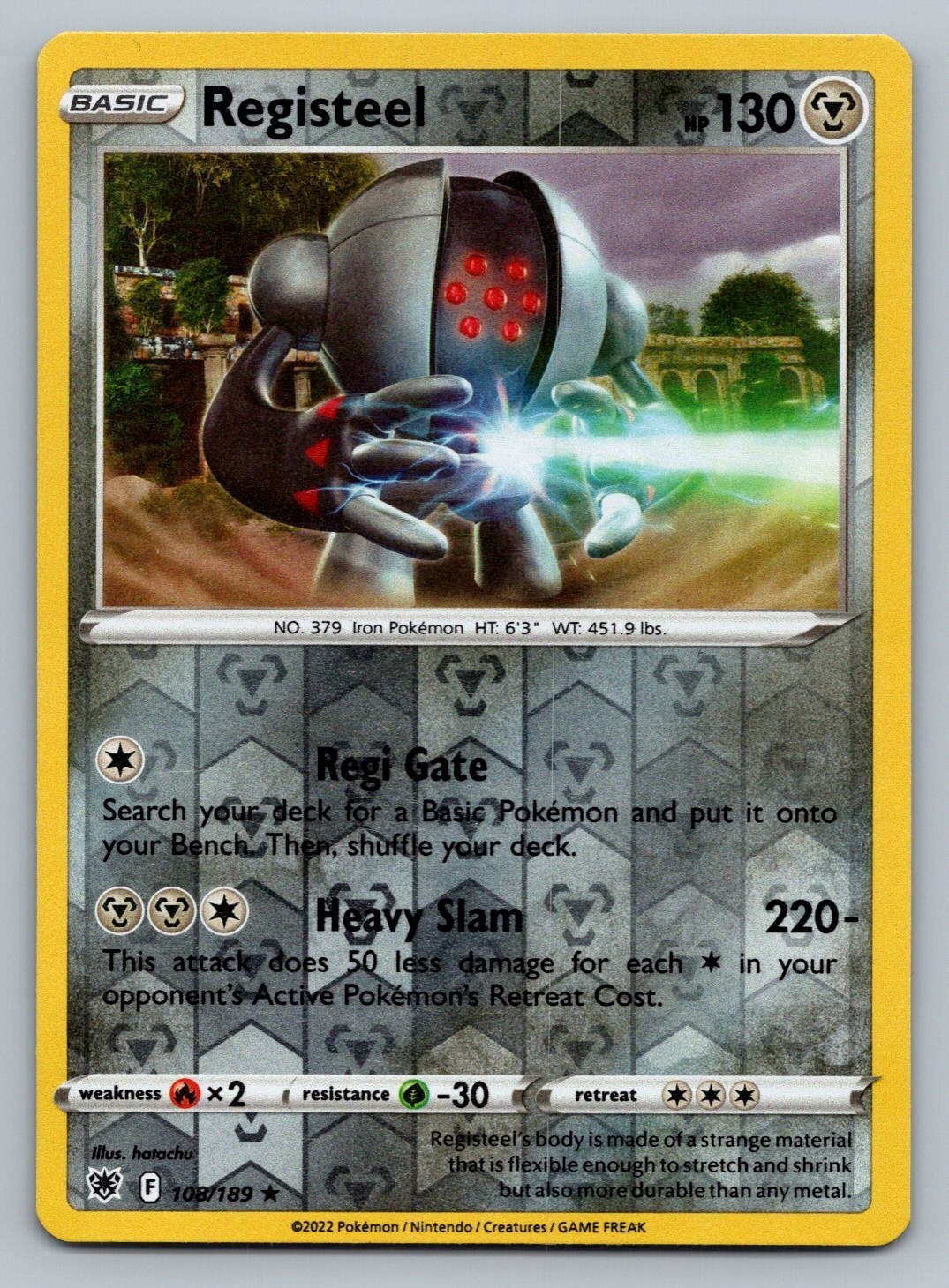 2022 Pokemon Astrial Radiance Registeel 108/189 Reverse Holo