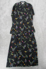 Vintage Talbots Jacket Dress 12 Floral Sheer Maxi Cottage Modest Bohemian Tie