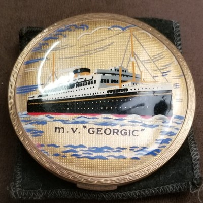 M.V. GEORGIC WHITE STAR LINE HAND PAINTED STRATTON COMPACT RE-BUILT
