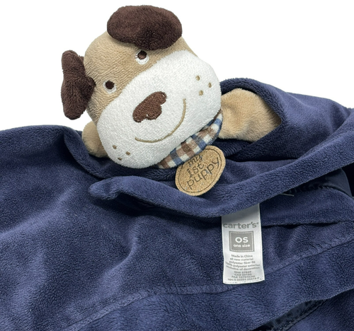 CARTER'S My 1st Puppy Dog blu navy Lovey peluche sonaglio raso schiena 2012 sicurezza - Foto 5 di 5