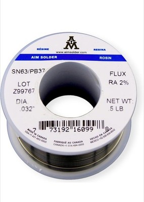AIM Solder 63-37 Tin Lead Rosin Core Solder Wire. 0.032inch, 0.5lb