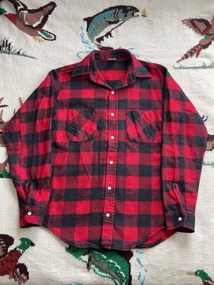 VTG Big Mac Flannel Shirt Mens L Buffalo Plaid Utility Red Black JC Penney 70s
