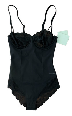 CALVIN KLEIN Women's SHAPEWEAR Bodysuit BLACK Sensual Stretch Size S NWT