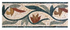 Botanical Mosaic Border: Floral Marble Tile, Bathroom Wall Decor 8"x40" 
