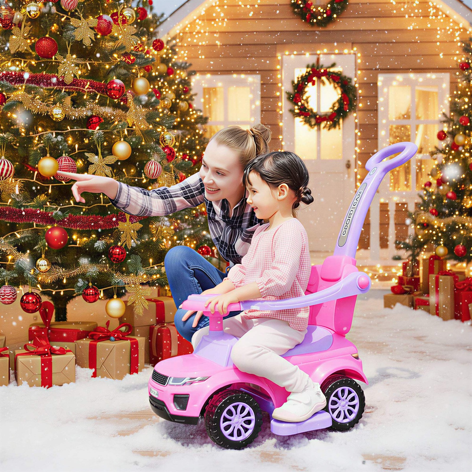 3 in 1 Push Cars per Bambini Bambini Cavalca Passeggino Auto Scorrevole con Hor
