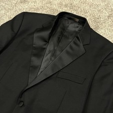 Pronto Mondo Lana Lux Merino Wool Blazer Mens 44R Black Sport Coat 2 Button