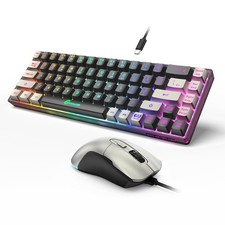 GEODMAER 65 Gaming Keyboard and Mouse Combo, Black Gray