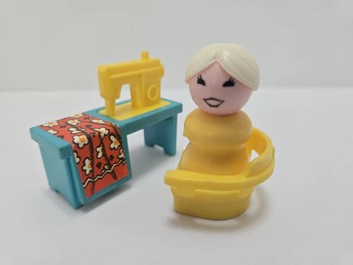 Vintage Fisher Price Little People Granny And Her Sewing Machine