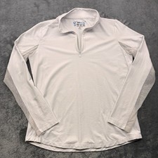 IBKUL 1/4 Zip Pullover Womens M White Vent Long Sleeve Shirt Mock Neck Golf