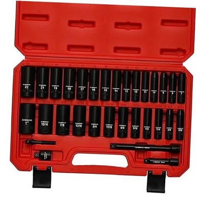  3/8-Inch Deep Impact Socket Set, Metric & 3/8''Drive 31pcs Impact Socket Set