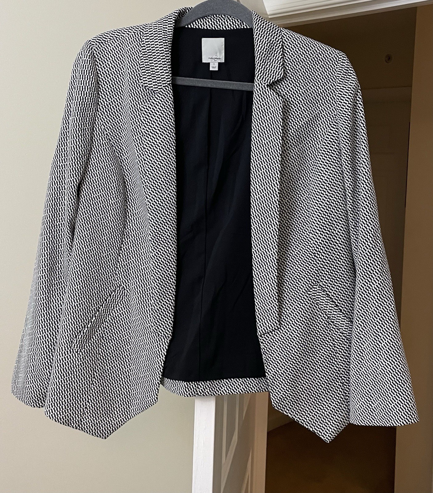 Halogen Jacket Black Geometric Modern Academia Of… - image 1