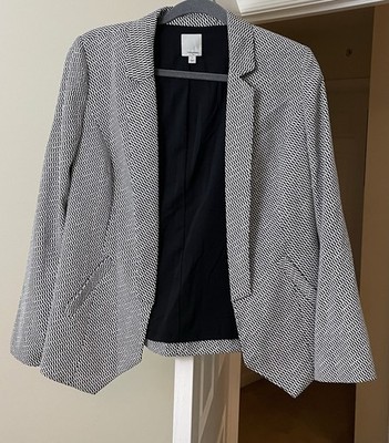 Halogen Jacket Black Geometric Modern Academia Office Professional Women's Small