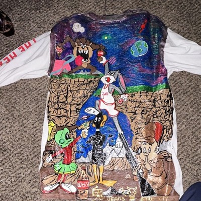 Coca-Cola The Real Thing Looney Tunes Cartoon Long Sleeve Shirt White Multicolor