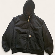Carhartt J140 Active Duck Jacket Mens 2XL Black USA Made Quilted Flannel Hooded