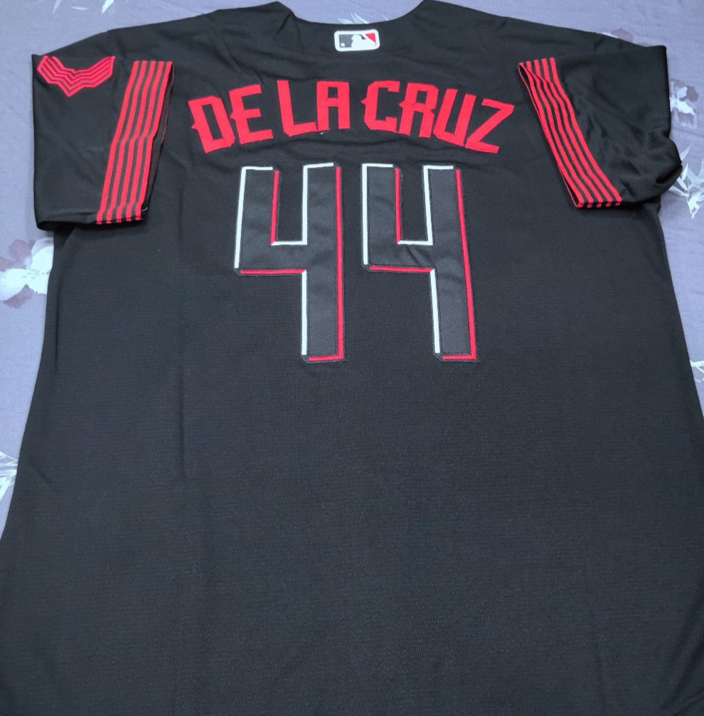 Elly De La Cruz #44 Reds City Black Cool Base Sewn Stitched Jersey.