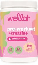 Wellah Pre-Workout  Creatine Powder 30 Servings Rainbow Sherbert -3g Creatine
