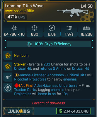 Borderlands 4   MODDED   T.K.'s Wave Cryo AR Gun   471k DPS   Lvl 50   PS PC XB