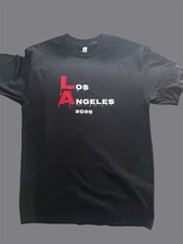 Los Angeles 2026 T-Shirt Made In USA Black Men's Size L 100 Cotton Short Sleeve