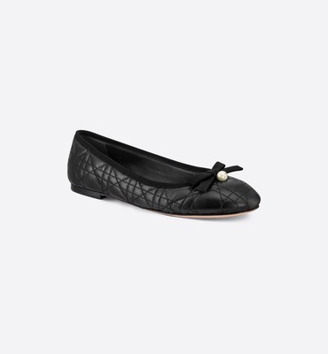 DIOR Cannage Quilted Calfskin Leather Flat Ballerina Ballet Bow