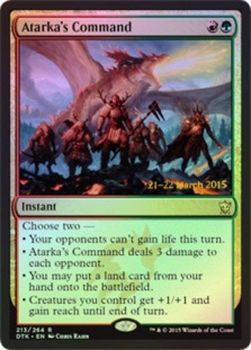1x Atarka's Command - Foil - Prerelease Promo Moderate Play MTG Magic - Kid Icar