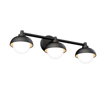 Artika Boden 27 in. 3-Light Black and Wood CCT LED Bathroom Vanity Light Bar