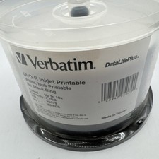 50 VERBATIM 16X Blank DVD-R 4.7GB DataLifePlus White Inkjet Hub Printable 95079