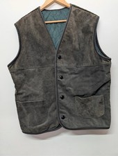 Gilet vintage in pelle scamosciata foderato in lana taglia XL
