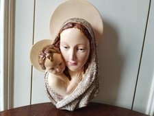 Scultura GRANDcm.28 ANTICA Rilievo Madonna Bambino Gesso ceramica tipo Pannunzio