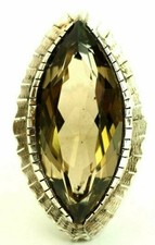 Classy Ladies Smoky Quartz Marquise Ring Sterling Silver Size 6.5