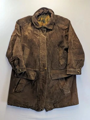 Italien Vintage Damen Lederjacke Gr 38 Braun Echtleder Mantel Wildleder Parka  - Bild 1 von 4