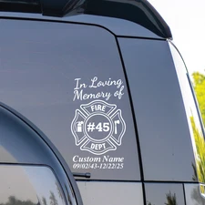 Custom Firefighter Memorial Decal - First Responder Memorial Decal - Fireman