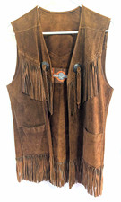 Vtg 70s Pioneer Wear Leather Suede Festival Fringe Vest Bohemian Hippie M/L