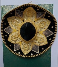 Charro Sombrero JU-LA HATS Black / Gold 6 7/8 22" Span