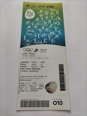 Used Ticket Olympic 17.08. 2016 Rio Olympia O10 Athletics 2