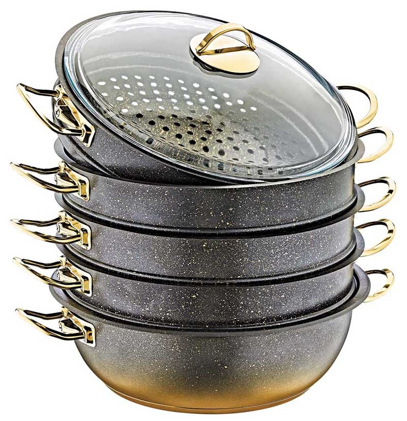 Dampfkocher Dampfkochtopf Mantowarka Granit Keramikbeschichtung Ø 32cm Manty