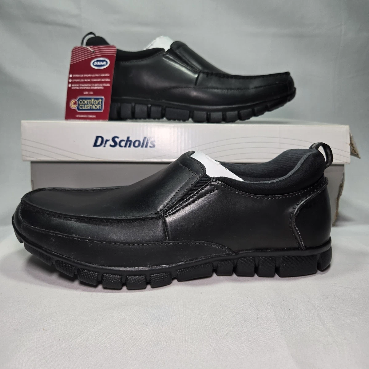 Dr. Scholls Gray Leather Shoes Comfort Loafers Hook & Loop‎ Closure Mens 9.5 3E LifeWalker Sport FX Leather Sneaker | Men main image 4