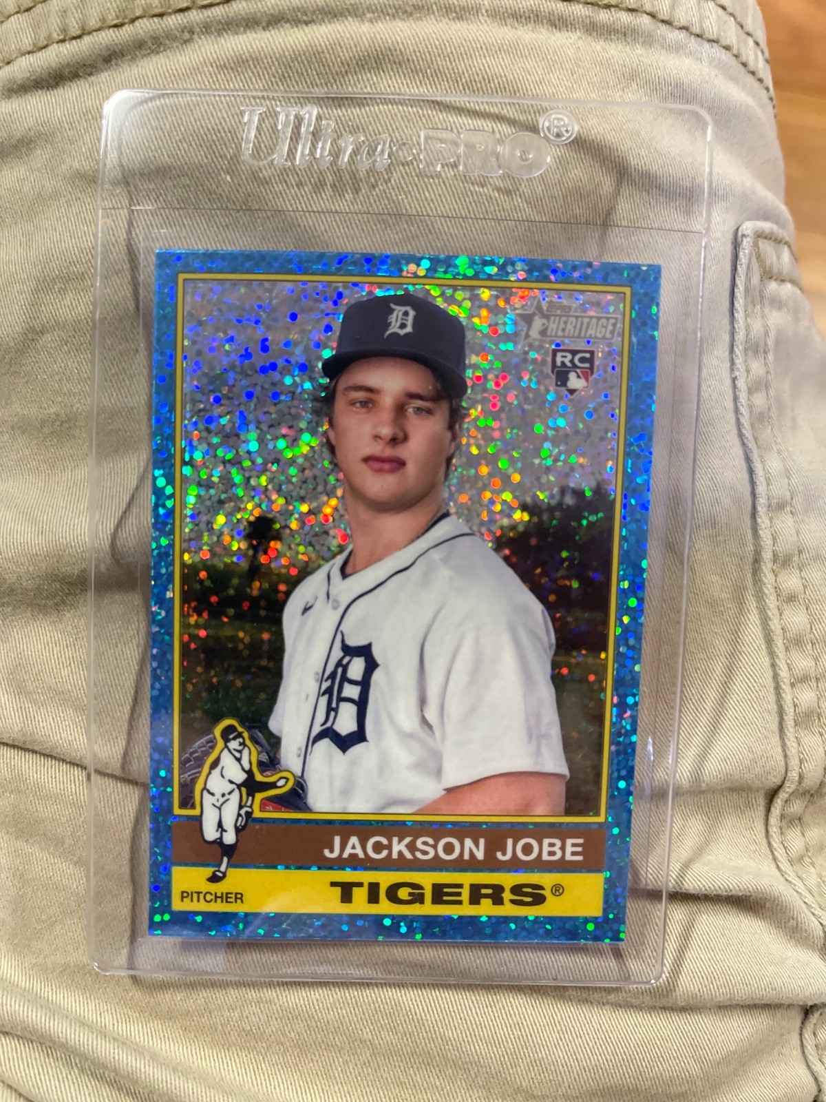 2025 Topps Heritage Chrome Light Blue Sparkle #389 Jackson Jobe, Detroit Tigers