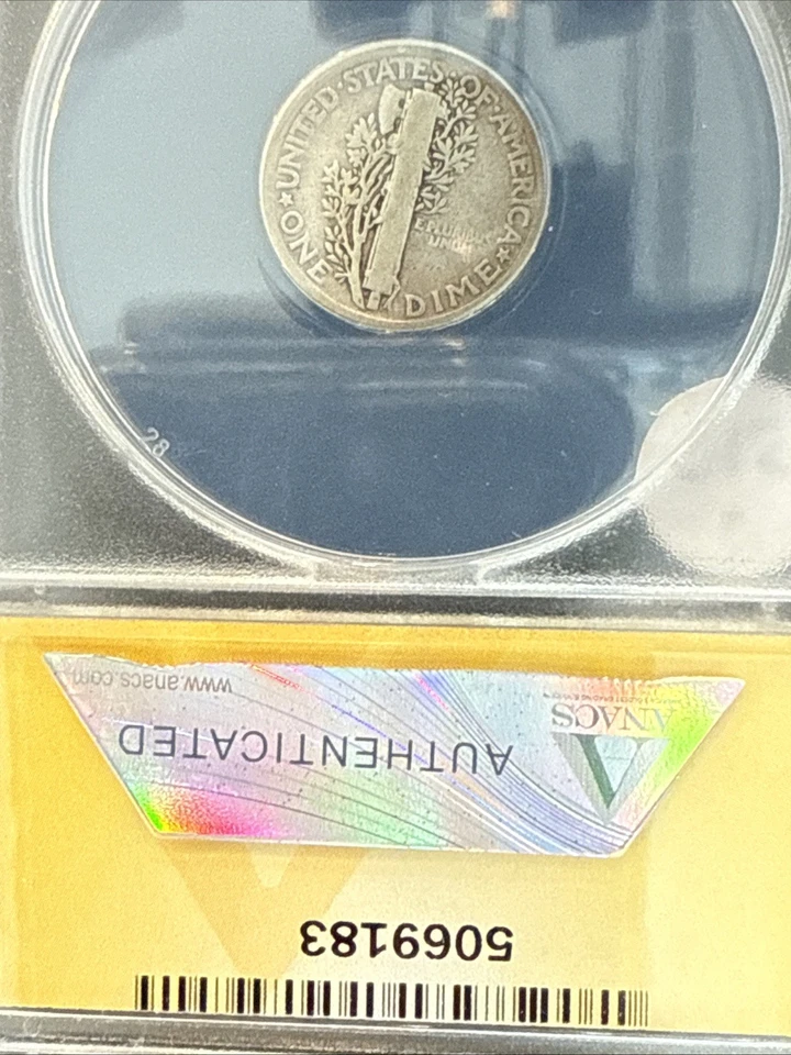 1921 Mercury Dime VG 8 ANACS Silver 10c Coin L715 - Image 4 of 4