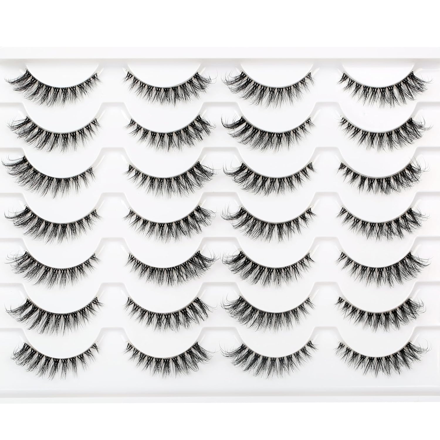 False Eyelashes Wispy Cat Eye Look Natural Volume Clear Band Foxy Short Accent L