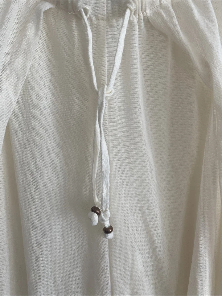 EUC Robin Piccone Side Split Swim Coverup Pants Ivory Sz Small Gauzy Wide Leg - Image 3 of 4