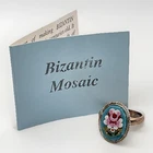 Micro Mosaic Ring Silver Sterling Flowers Italy Vintage Sz 6.25 Rossana