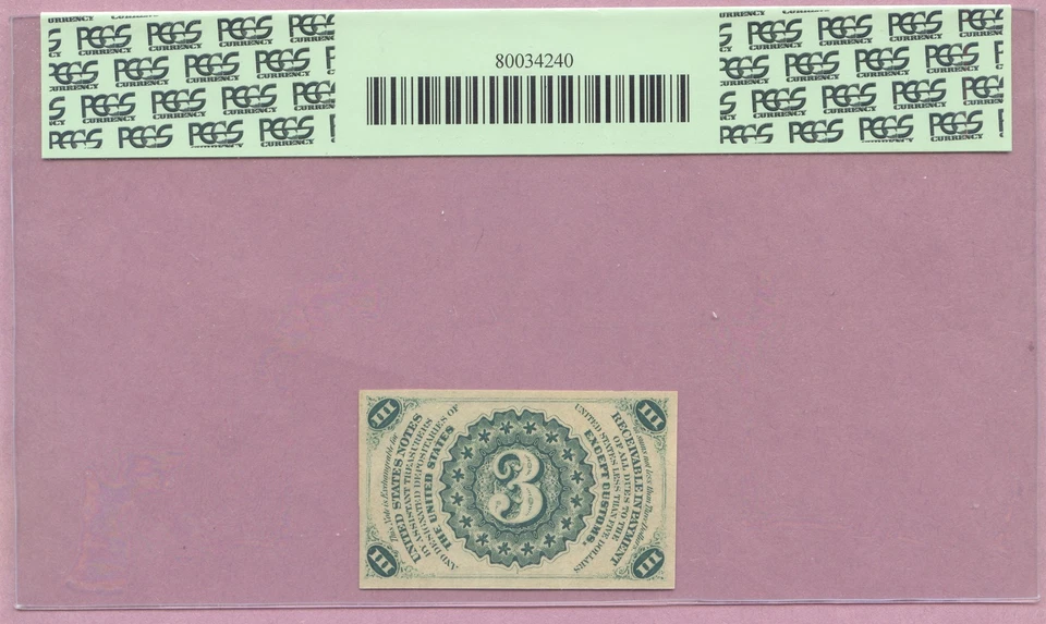Fractional Currency, Third Issue 3c, Three Cents, FR-226, PCGS Choice New 63 - Image 2 of 2