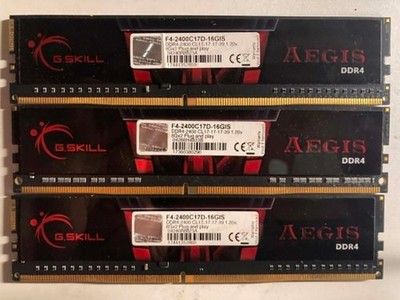 3x G.Skill Aegis 8GB DDR4-2400 PC419200 F4-2400C17D-16GIS RAM Memory - Free Ship