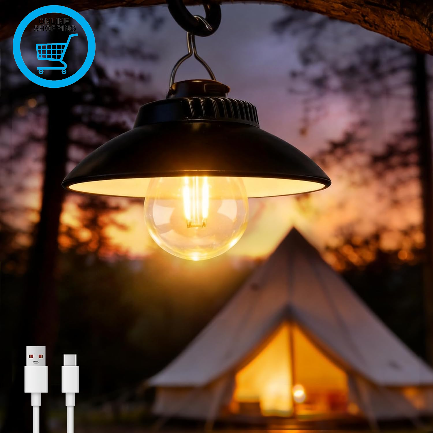 Camping Lantern Rechargeable, Portable Retro LED Camping Lights Battery Powered,