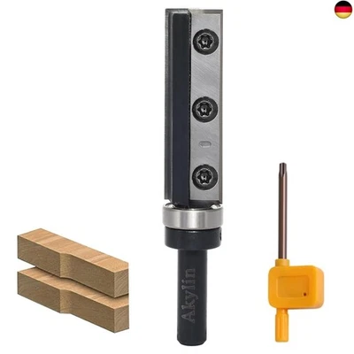 AKYLIN Wendeplatten Bündigfräser 8mm Schaft?Bündigfräser Oberfräse mit Aust